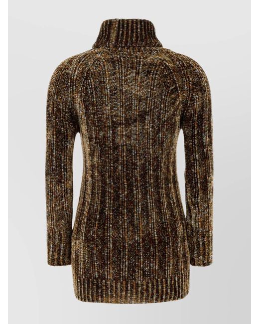 Dries Van Noten Brown Chenille Sweater Dress