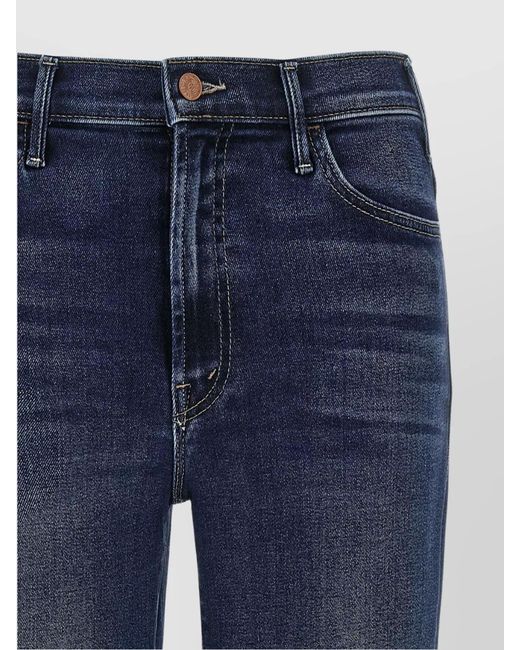 Mother Blue Denim Straight-Leg Ankle Jeans