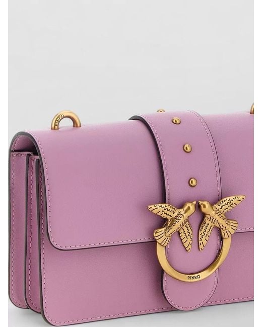Pinko Purple Love One Bird Motif Chain Shoulder Bag