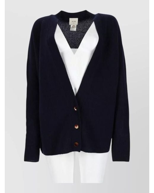 Alysi Blue Cashmere Merino Wool Fitted Jacket