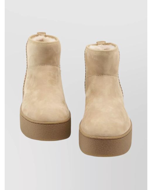Hogan Natural Shearling Round Toe Ankle Boots
