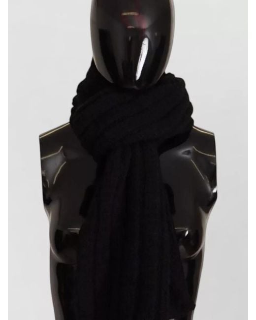 Dolce & Gabbana Black Virgin Wool Cable-Knit Scarf