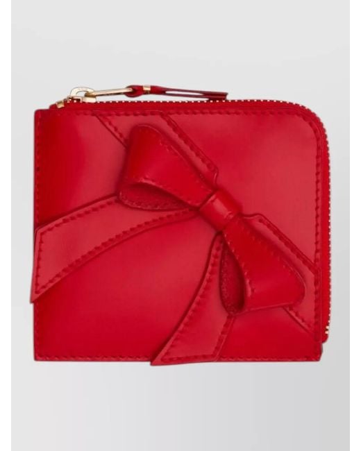 Comme des Garçons Red Leather Wallet Keyring Bow Detail