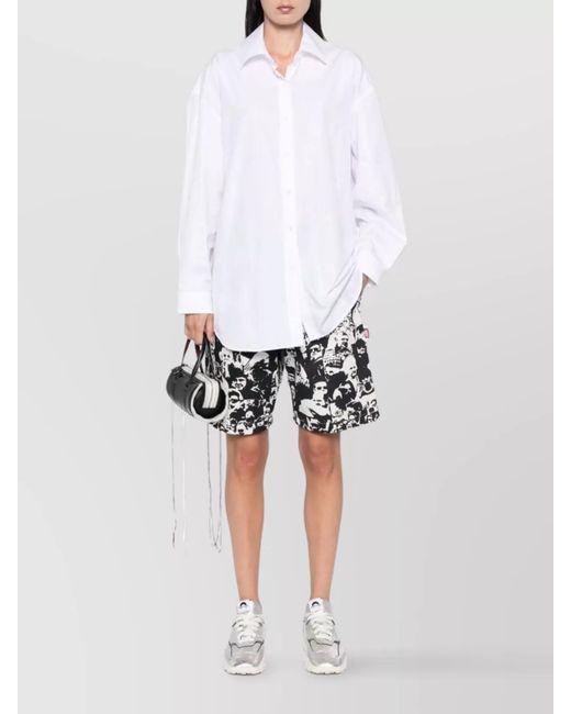 Palm Angels White Cotton Monogram-Embroidered Loose Shirt