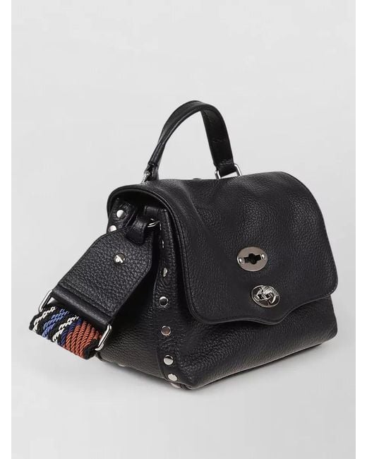 Zanellato Black Shoulder Bag Calf Leather Multistrap Design
