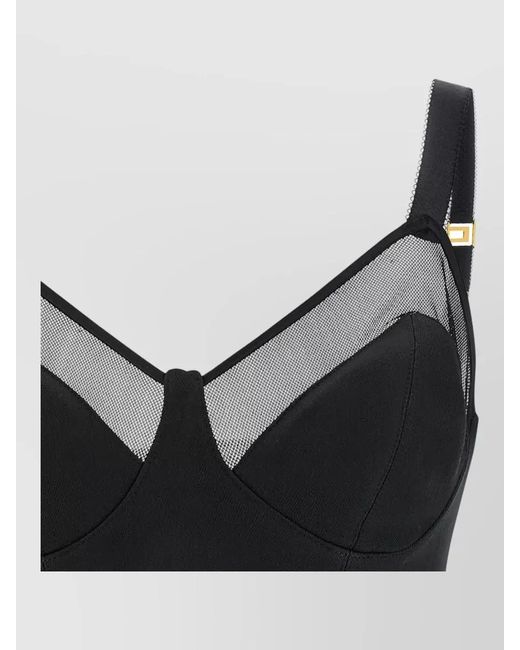 Elisabetta Franchi Black Wool Bustier Cropped Bra Top