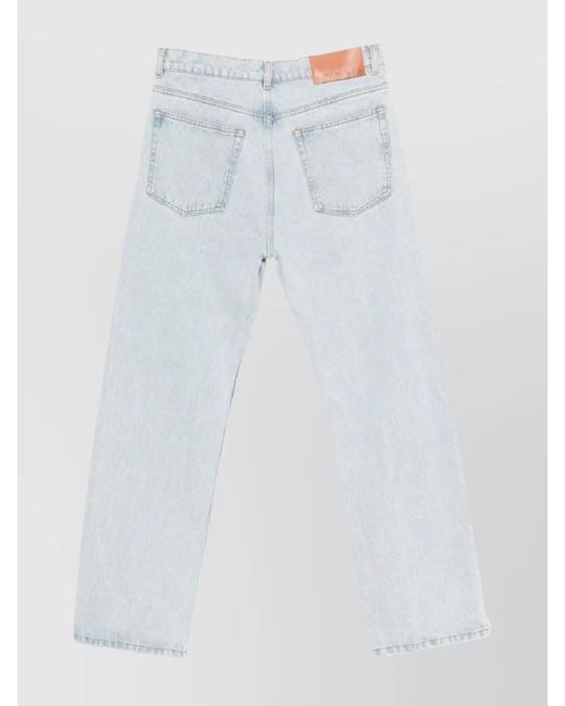 MSGM White Embroidered Logo Straight-Leg Jeans for men