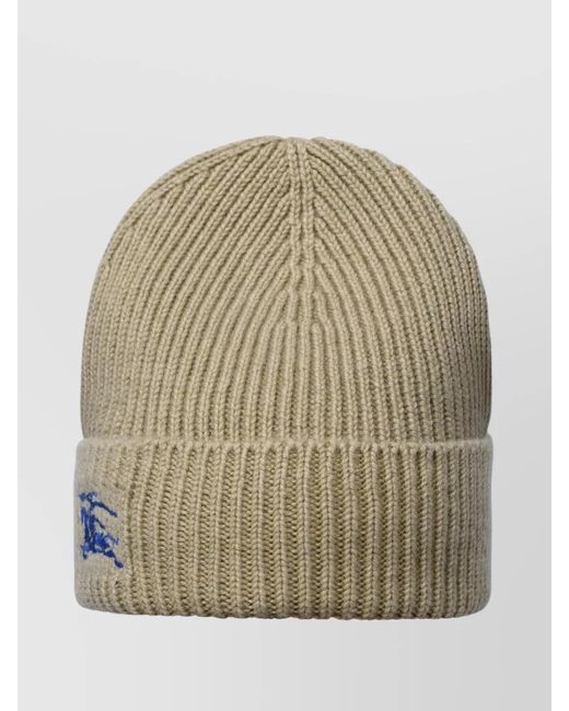 Burberry Natural Cashmere Ribbed Beanie Hat