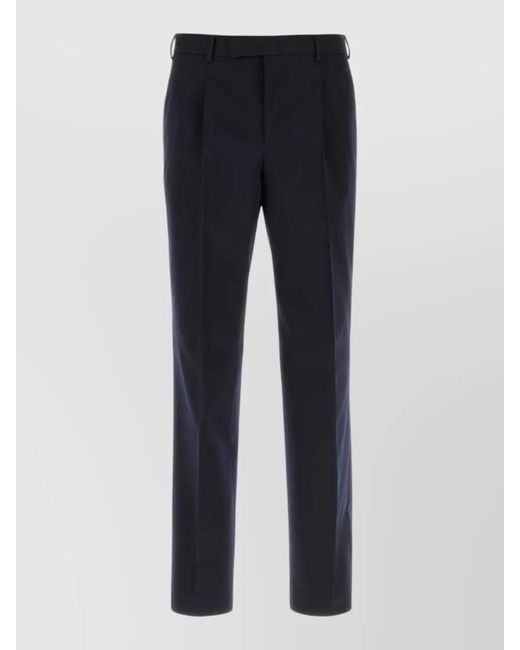 PT Torino Blue Wool Tailored Suit Pants Belt Loops for men