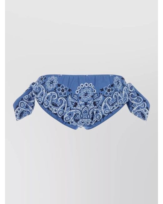 Miu Miu Blue High Waist Poplin Swim Brief Print