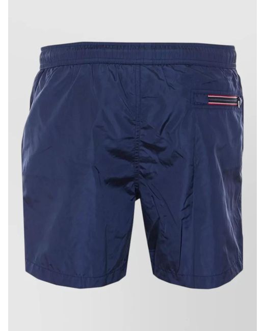 Moncler Blue Logo Swim Shorts Drawstring Waistband Pockets for men