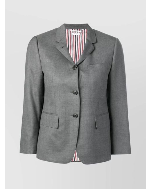 Thom Browne Gray Wool Cropped Sleeve Blazer