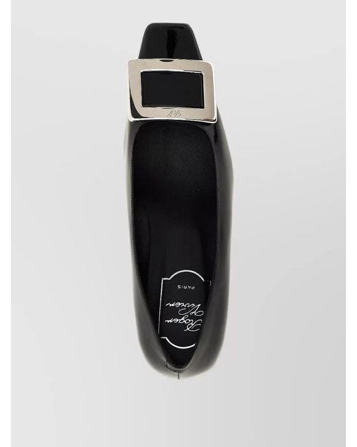 Roger Vivier Blue Pumps Block Heel Closed Toe Square Buckle