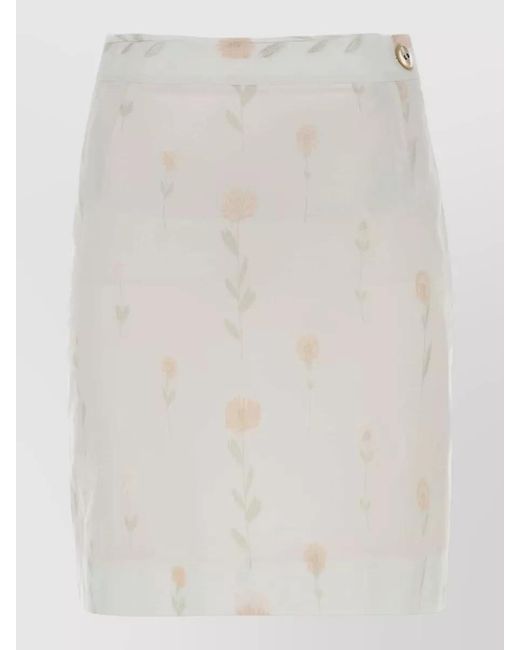 Vivienne Westwood White High Waist Floral Cotton Blend Mini Skirt