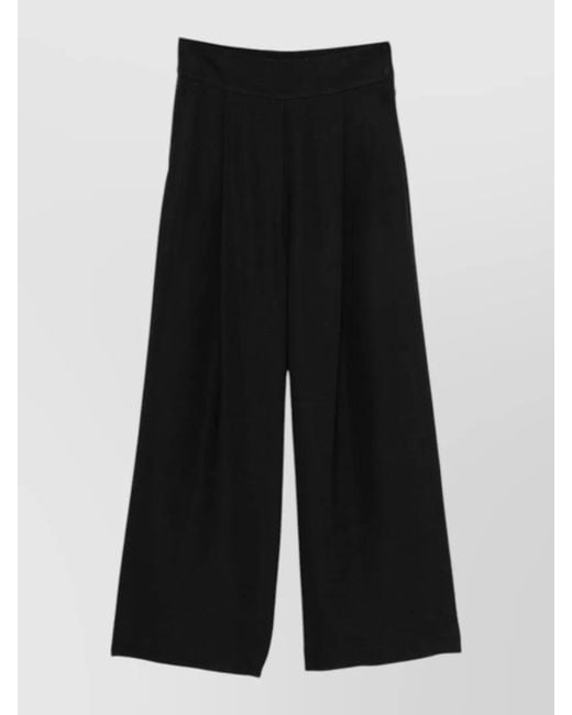 Emporio Armani Black Wool Blend Wide Leg High Waist Trousers