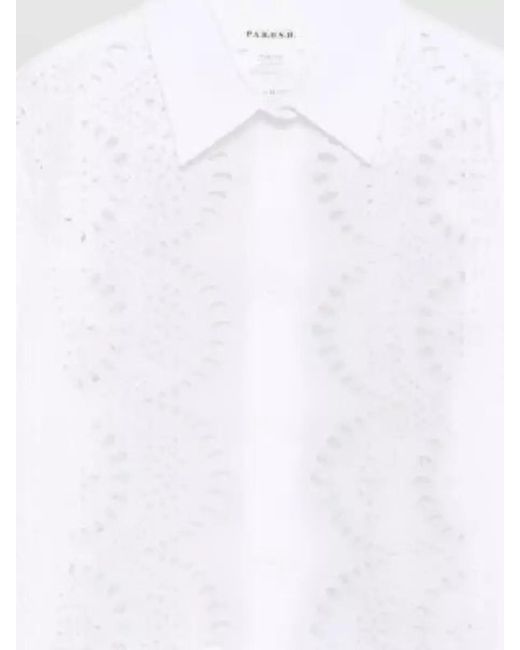 P.A.R.O.S.H. White Eyelet Detail Long Sleeve Shirt