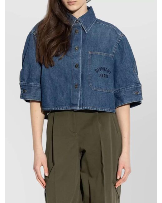 Givenchy Blue Cropped Cocoon Shirt