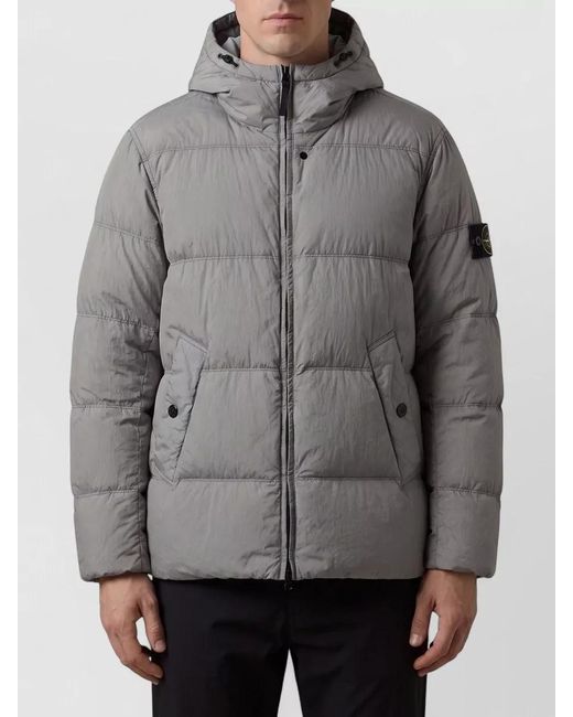 Stone Island Gray Crinkle Reps Down Jacket for men