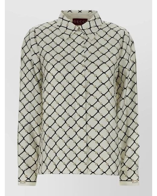Gucci Gray Silk Printed Shirt