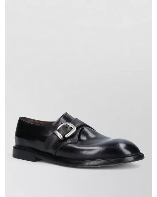 Premiata Black Monk Shoes Round Toe Buckle Detail Leather for men