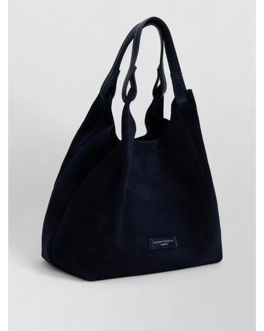 Gianni Chiarini Black Suede Shoulder Tote Bag Adjustable Strap