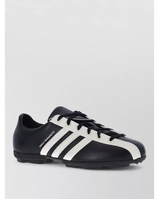 Y-3 Black Lace Up Low Top Shoes Contrast Stripes