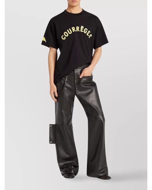 Courreges Black Cotton Short-Sleeve T-Shirt for men