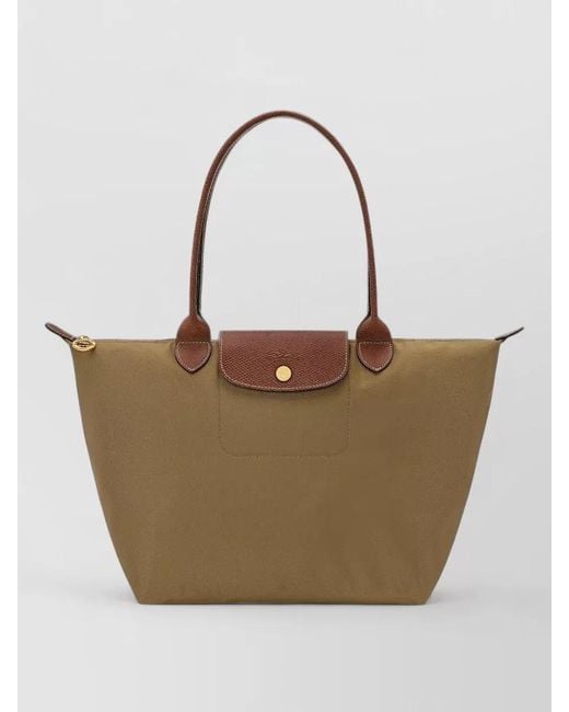 Longchamp Natural Pliage Tote Bag Foldable Leather Trim