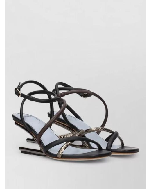 Fendi Metallic Leather Sandals