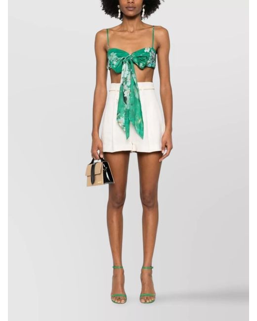 Zimmermann Green Linen Draped Bow Bralette