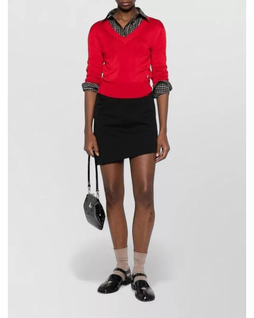 Vivienne Westwood Red Silk Wool V-Neck Long-Sleeve Jumper