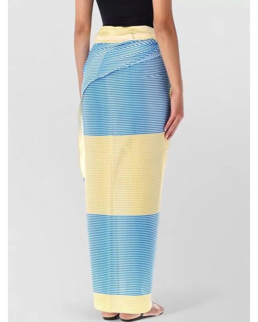 Frankie Shop Blue Striped Cotton Wrap Maxi Skirt