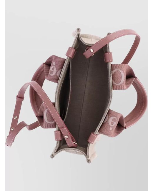 Chloé Pink Beach Bag Textured Finish Adjustable Strap