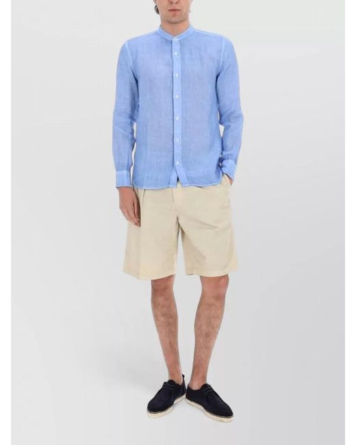 120% Lino Blue Linen Shirt for men