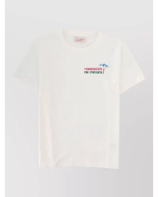 Mc2 Saint Barth White Emilie Crew Neck Short Sleeve Top