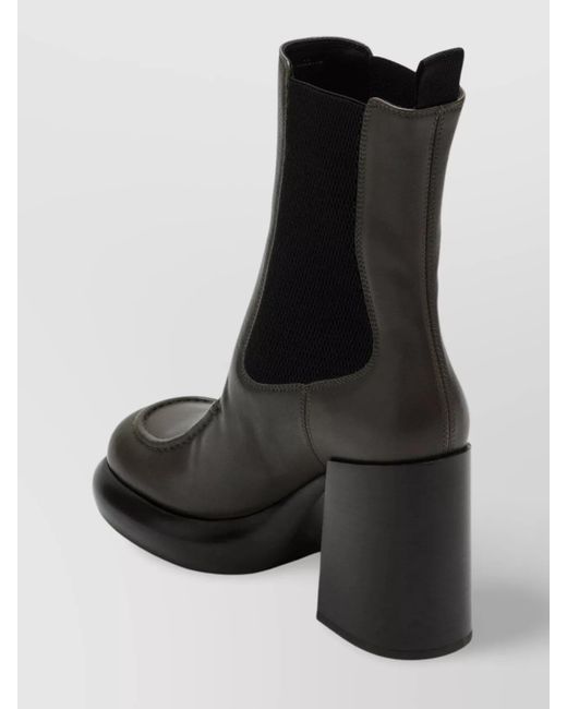 Burberry Black Leather Chelsea Wedge Boots