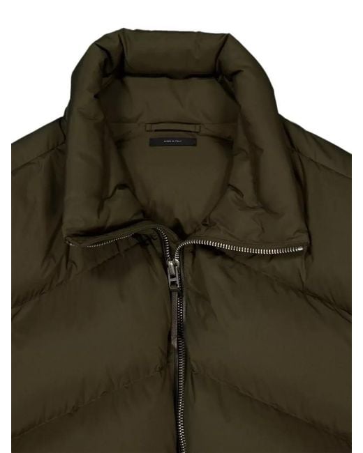 Tom Ford Green Chevron High Collar Nylon Silk Padded Coat for men