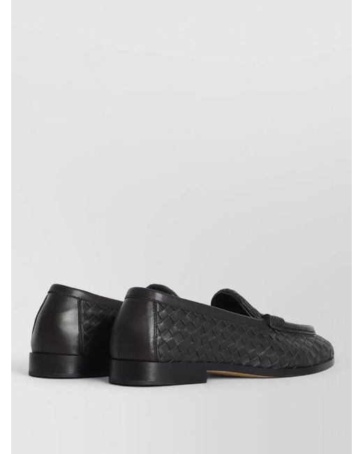 Bottega Veneta Black Silenzio Nappa Leather Loafers Intrecciato for men