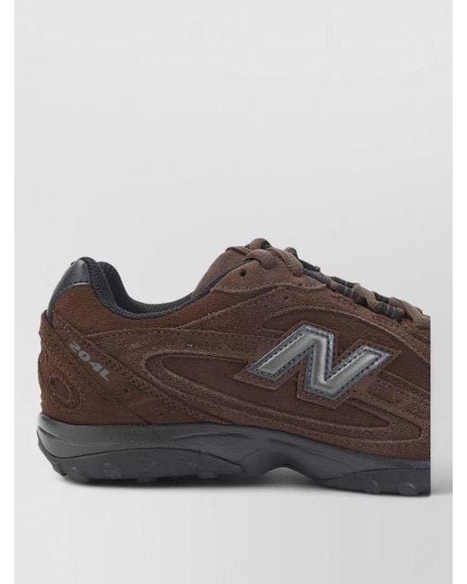 New Balance Brown 204L Suede Sneakers Curved Line Silhouette