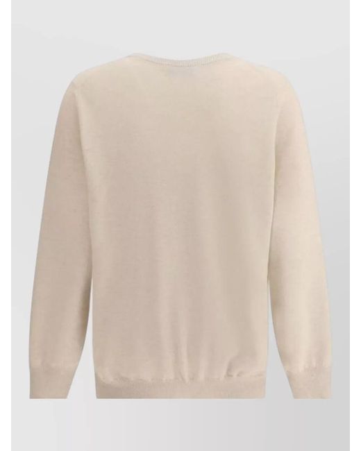 Brunello Cucinelli Natural Cashmere Long-Sleeve Crew-Neck Sweater for men