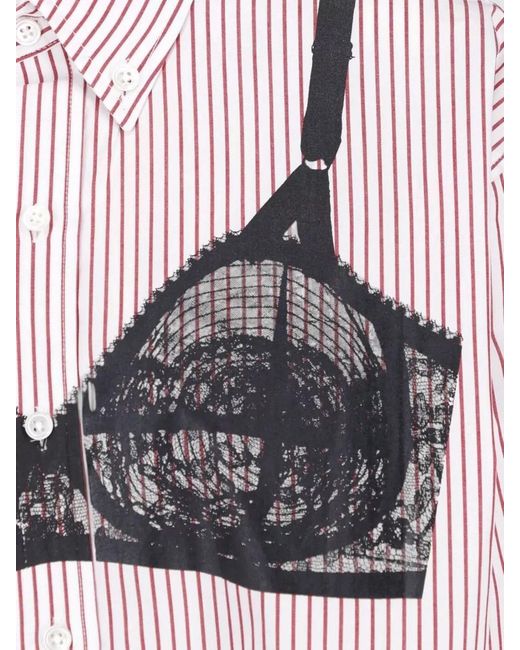 VAQUERA Pink Sweatshirt Lace Detail Long Sleeves Stripes