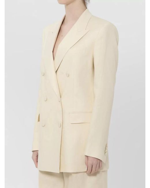 Tagliatore Natural Double Breasted Linen Tailored Jacket