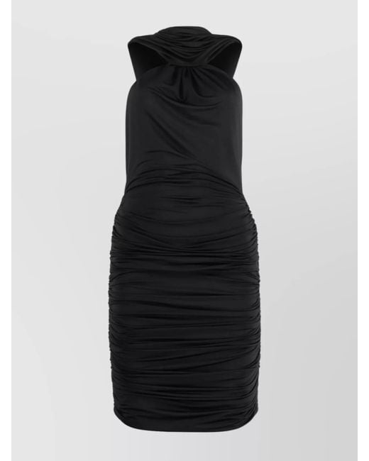GIUSEPPE DI MORABITO Black Draped Hooded Dress