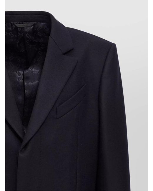 Givenchy Blue Virgin Wool Long Single Breasted Coat for men