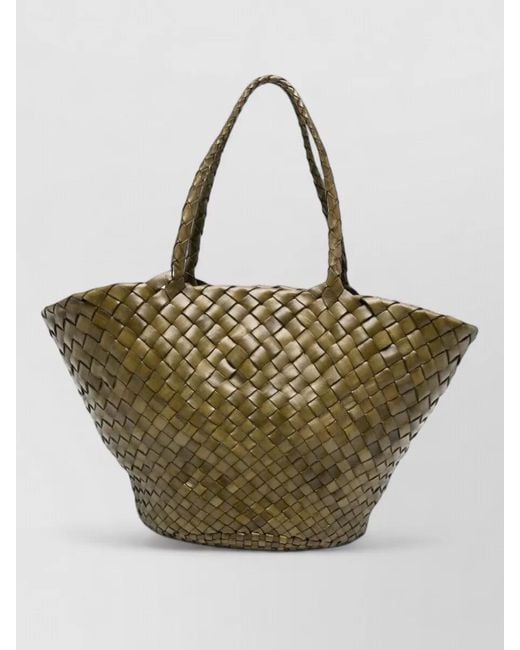 Dragon Diffusion Metallic Beach Bag Shopper Dual Handles Woven Design