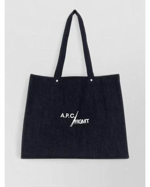A.P.C. Blue Frgmt Je Sors Ce Soir Tote Bag for men