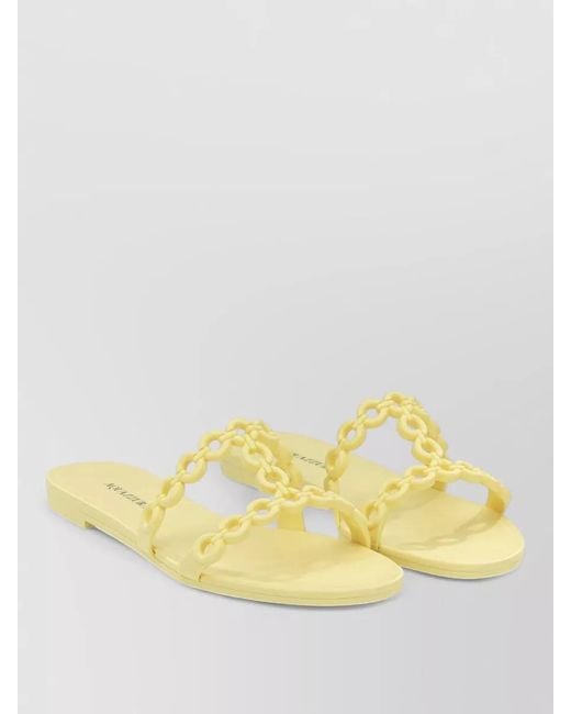 Aquazzura Yellow Infinity Chain Flat Open Toe Slides