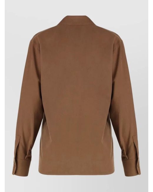 Max Mara Brown Silk Shirt Relaxed Fit Long Sleeves