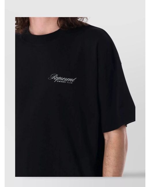Represent Black Cotton Oversized Logo-Print T-Shirt for men