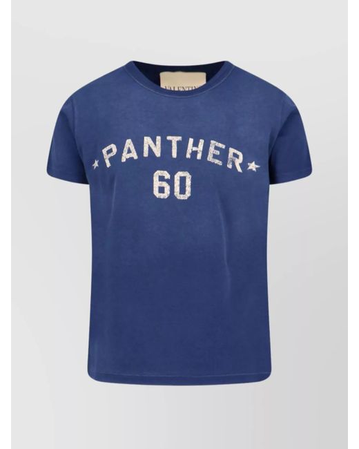 Valentino Blue Crew Neck Graphic And Text Design